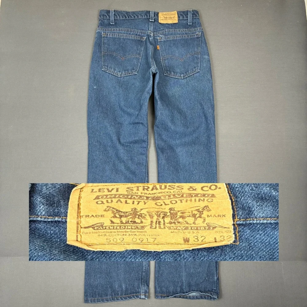 Vintage 80s Levi's 509 Dark Wash Jeans Men's Size 29x31 Orange Tab